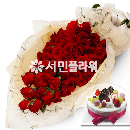 내마음 다바쳐(장미100송이)케익
