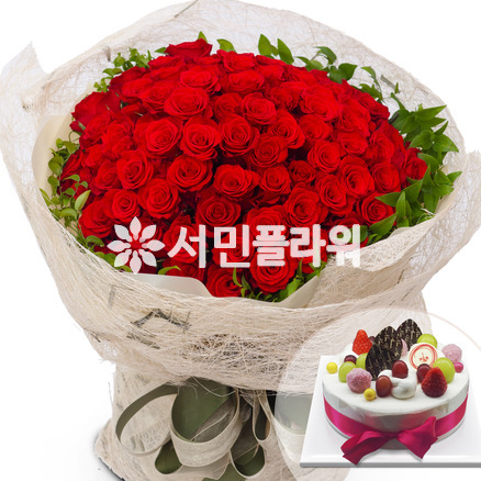 100송이꽃다발+케잌 a2035