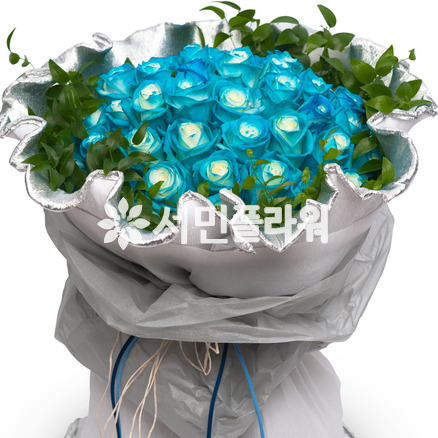파랑장미꽃다발