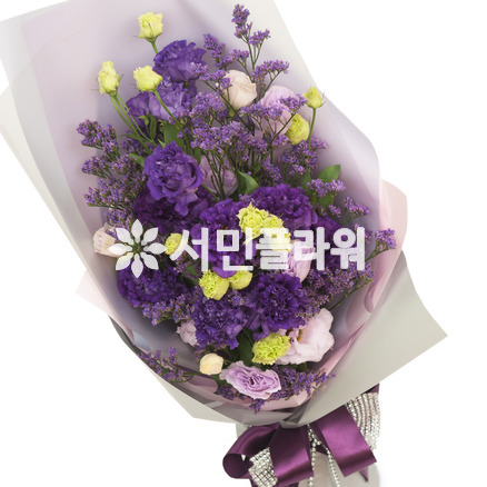 보라색 리시안 꽃다발