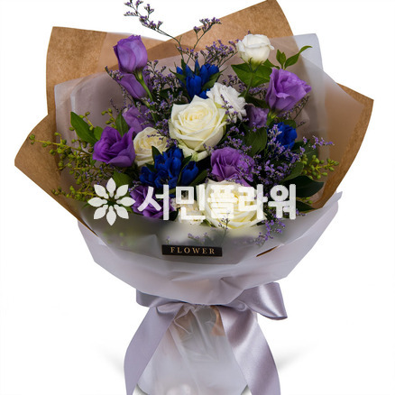 화이트퍼플꽃다발