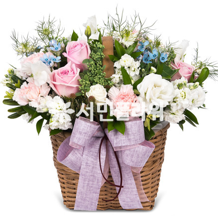 핑크장미꽃바구니