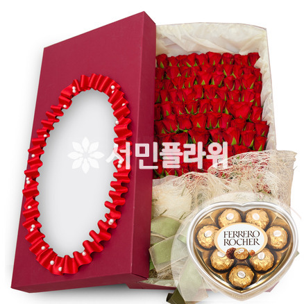100송이꽃박스 4호(초콜렛포함)