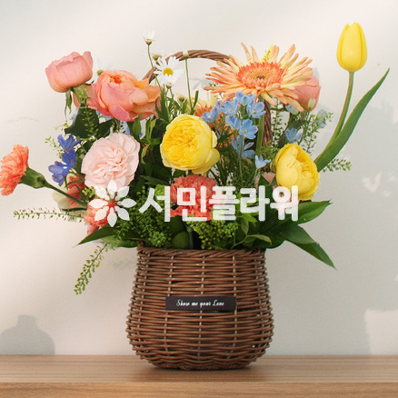 컬러꽃 바구니